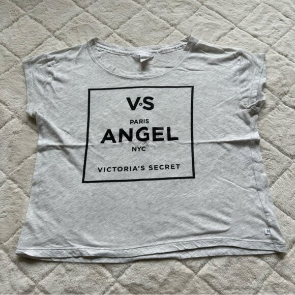 Victoria's Secret | Cream & Glitter VS Paris Angel Short Sleeve Tee | Size Small - Picture 2 of 11